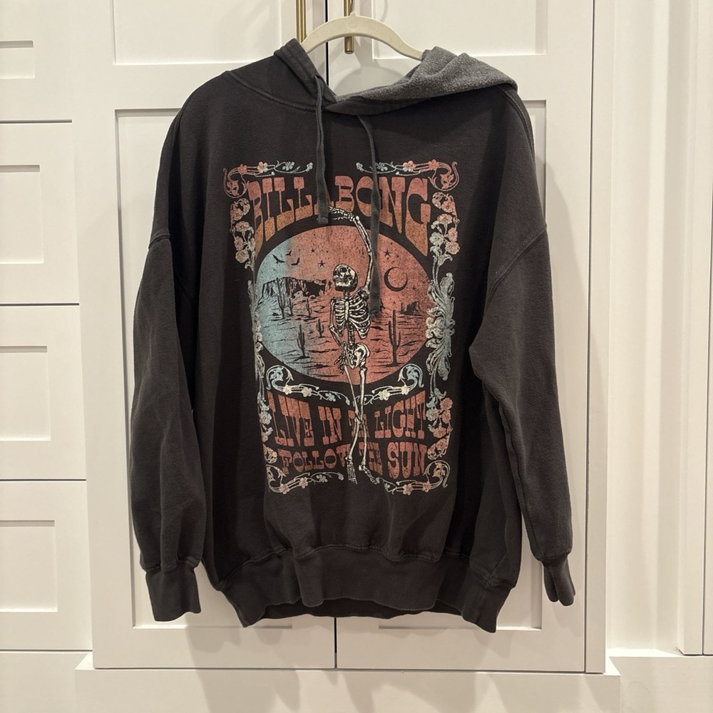 Billabong Black and Gray Graphic Hoodie